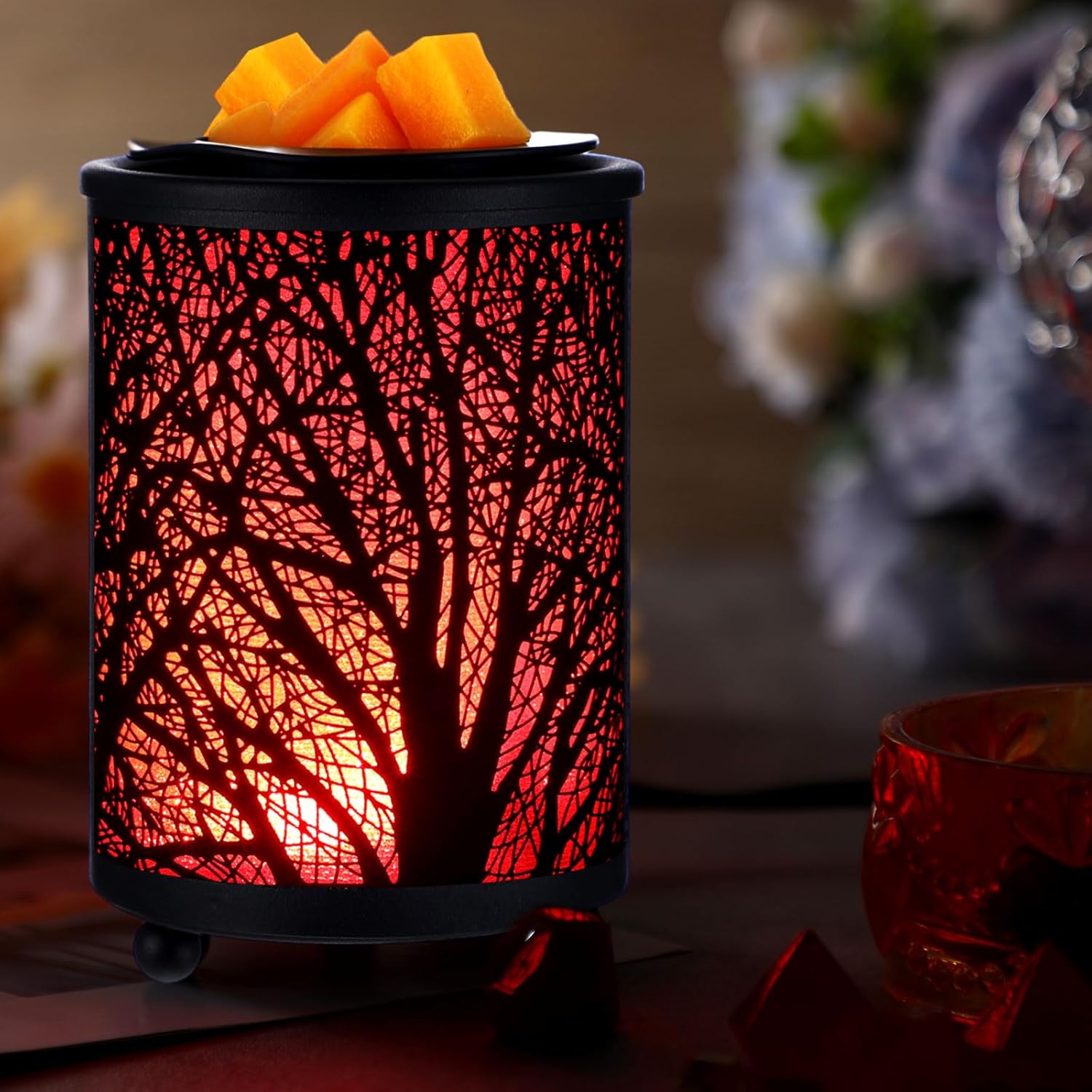 Tujoe 4 Pack Wall Plug Wax Melt Warmer, Metal Black Burner Melter, Decorative Scented Candle Warmer for Cubes Home Office, Spa, Bedroom (PTC)
