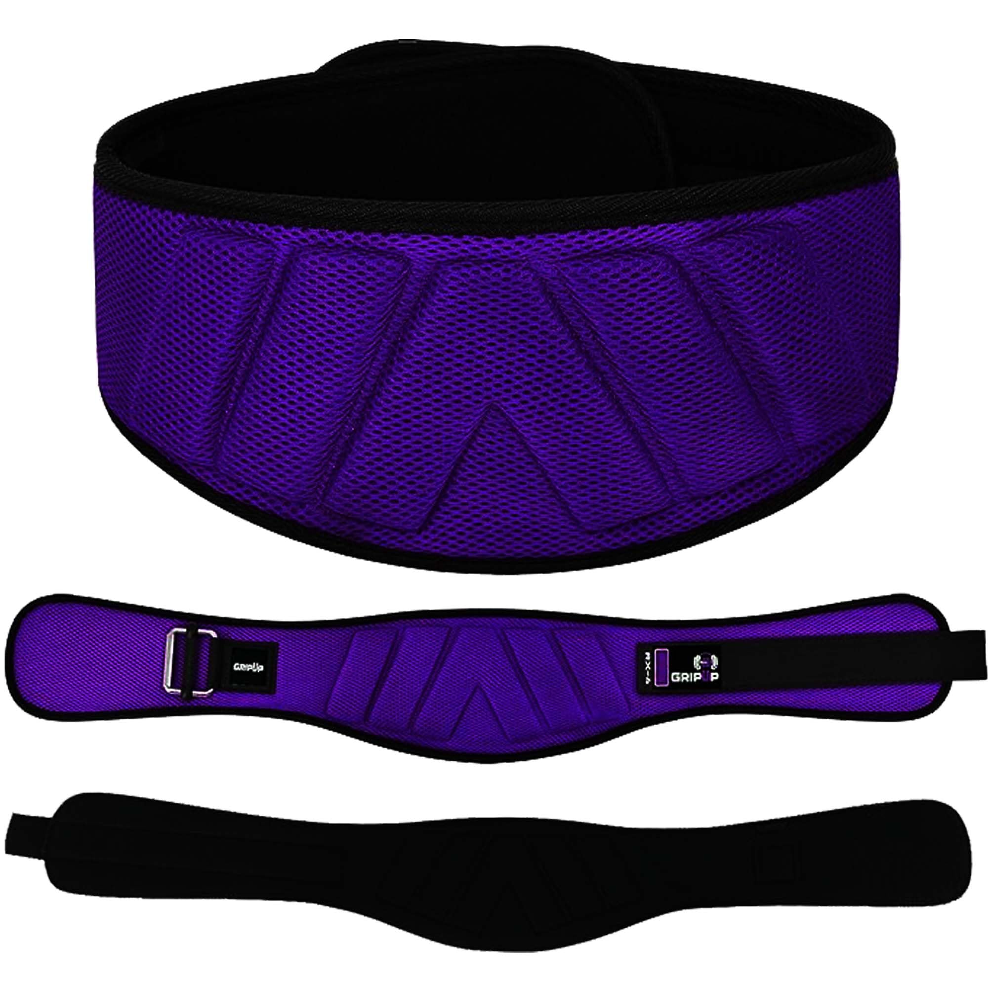 GripUp Weight lifting Gym Belt Curved Padded Back Lumbar Support Neoprene Belt for Fitness Exercise Bodybuilding Powerlifting Workouts Deadlifts Squats & Weightlifting Men Women (Purple, S)