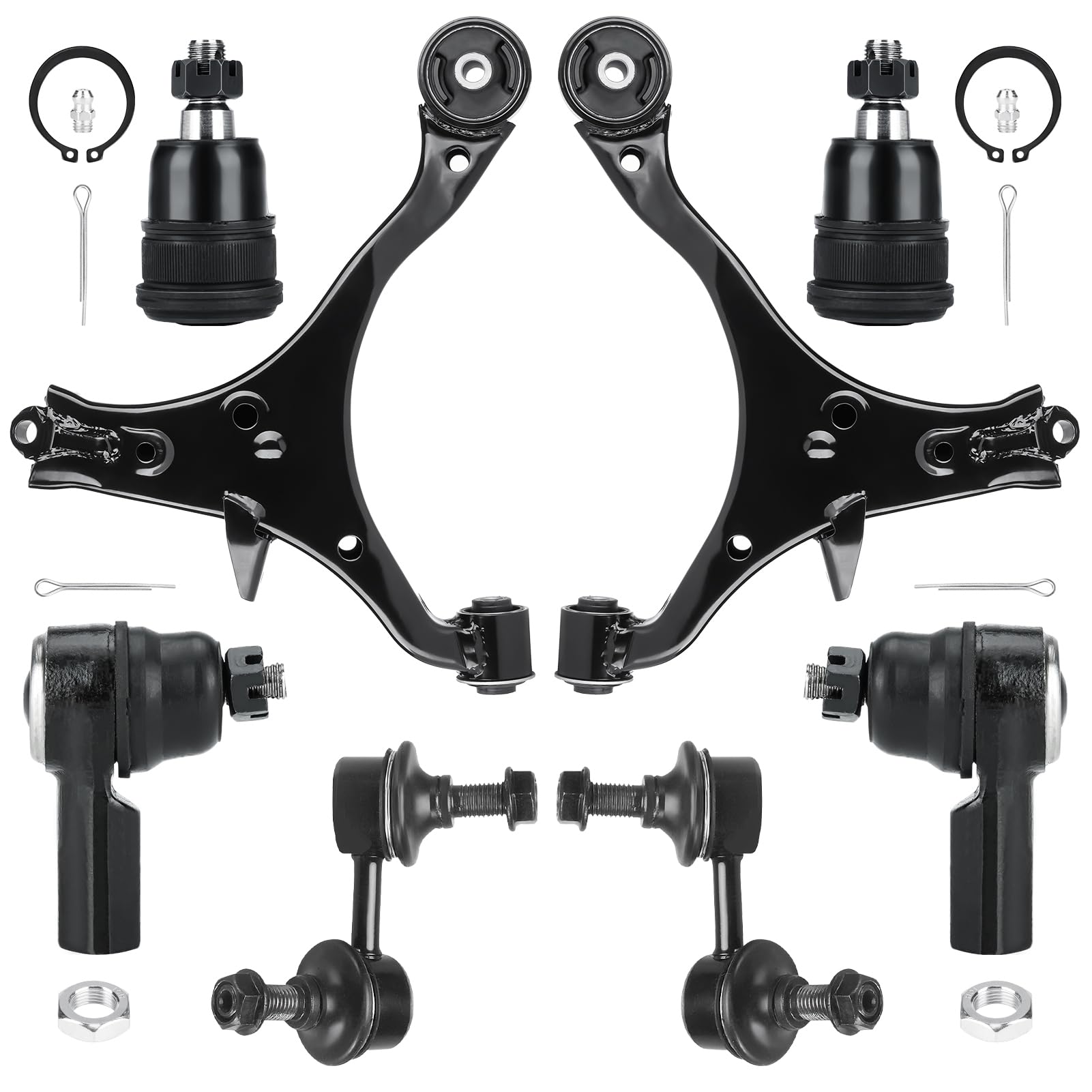 8PCS Front Lower Control Arm with Ball Joints for Honda Civic 2001-2005 (Not for SI models), Suspension Kit K640288 K640287 K90332 K90454 K90455 ES3581