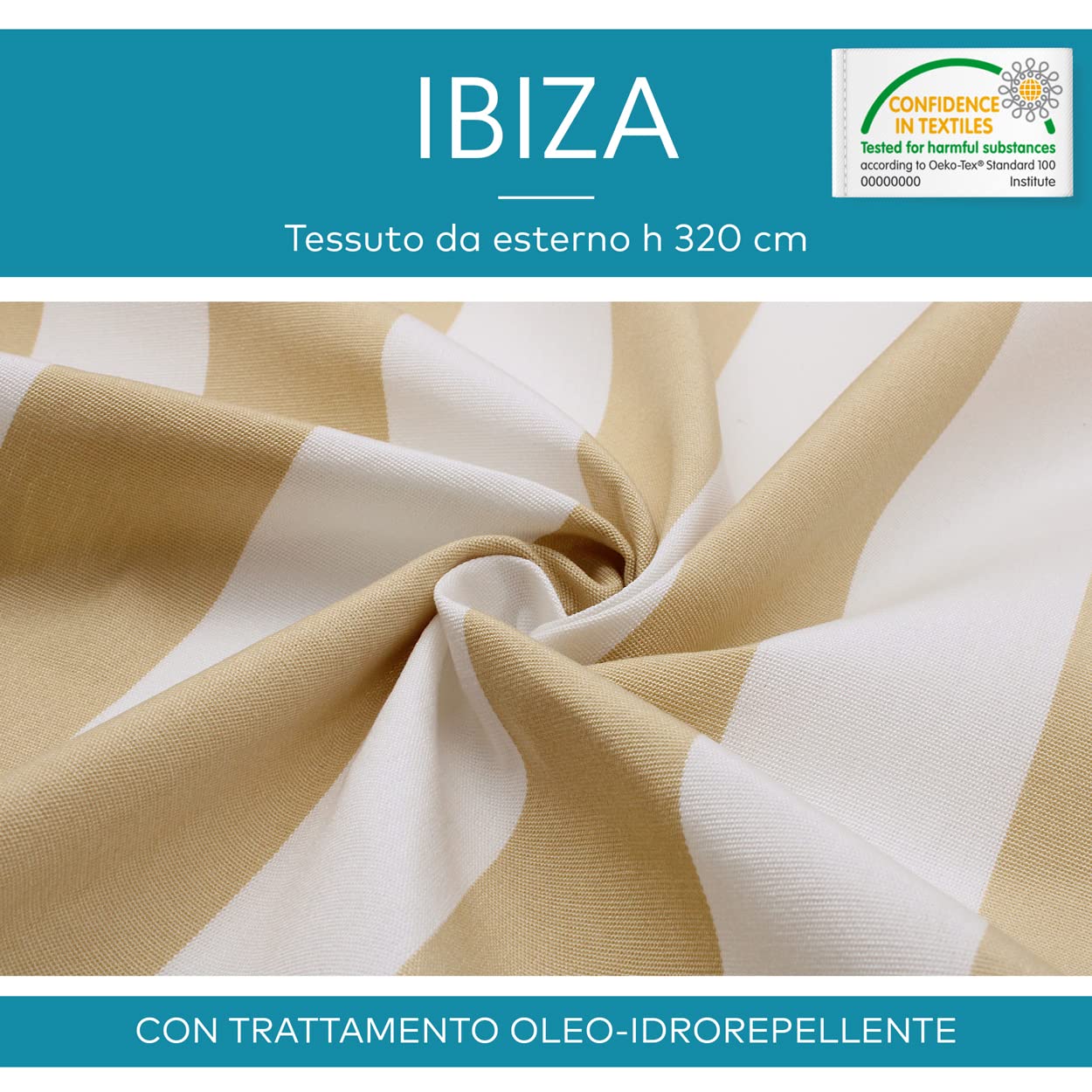 DESHOME Ibiza - Tela al metro para exterior, 320 cm de altura, impermeable, tela impermeable al agua, para tapicería, sofá, cojines, sillas, tumbonas, toldos, color verde