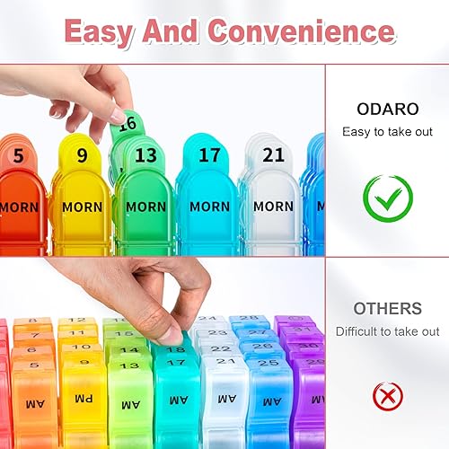 Miniatura 5 de Odaro Pastillero mensual 3 veces al día, pastillero pequeño de viaje para bolso, organizador diario de medicina, 32 compartimentos para guardar