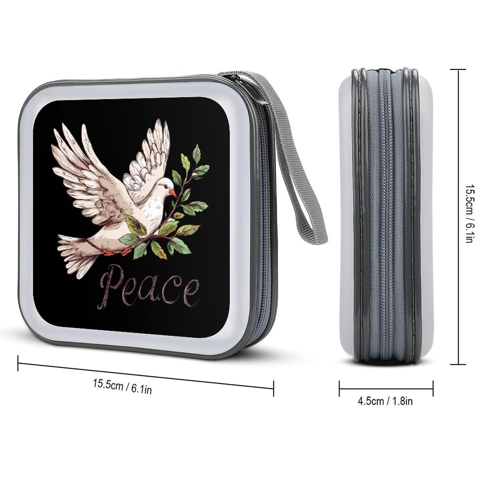 Peace Dove of Peace CD Case Portable DVD Holder Storage Organizer for Home Travel