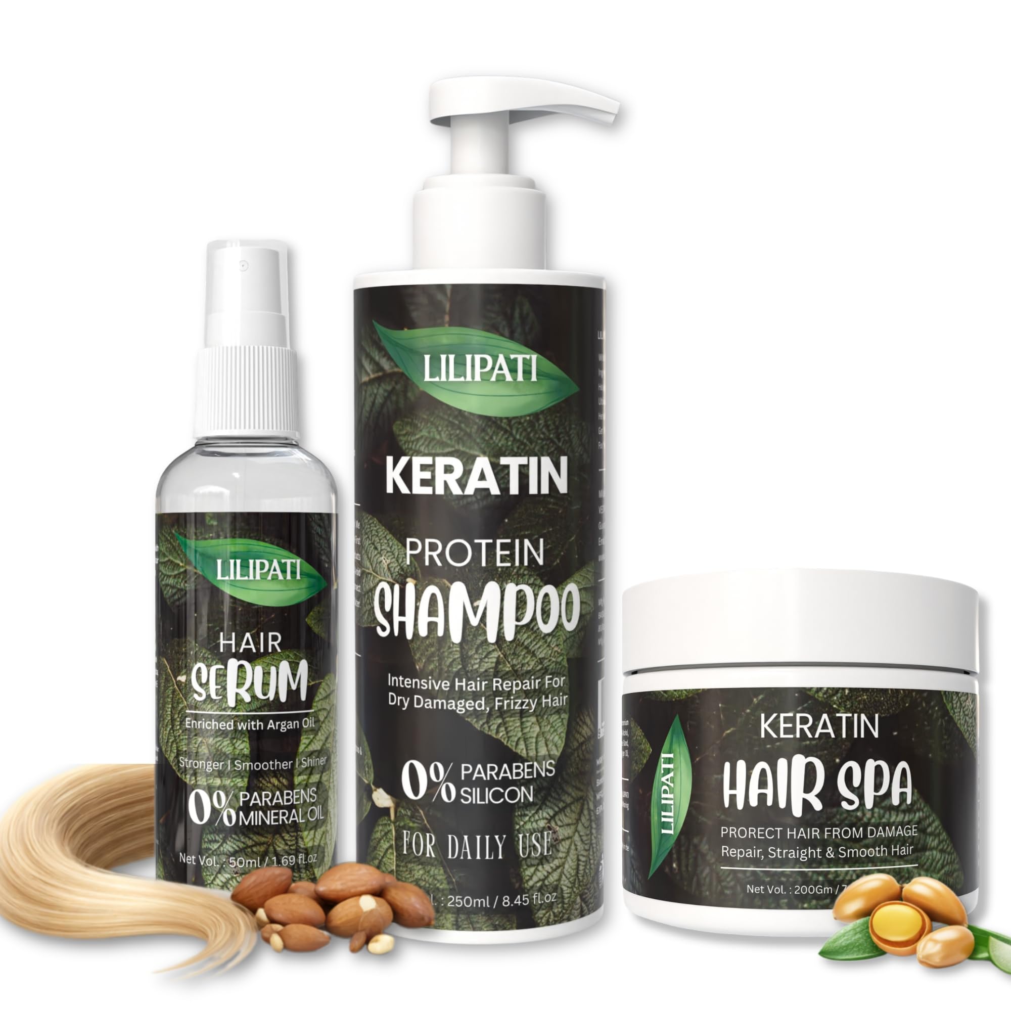 Hair Care Trio Set – Shampoo 250ml, Hair Spa 200ml & Hair Serum 50ml | 3 Step Cleanse, Repair & Shine System-image-0