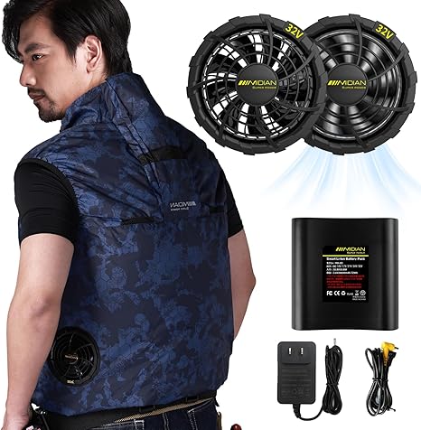 [MIDIAN]32V冷風ベスト　20000mAh大容量ファンバッテリーセット Amazon.co.jp: [MIDIAN] 【32V超強力ファン付き冷風ベスト