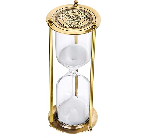 SuLiao Reloj de arena de reloj de arena con temporizador de 60 minutos, soporte de reloj de arena de latón vintage, reloj único de arena de 1 hora,