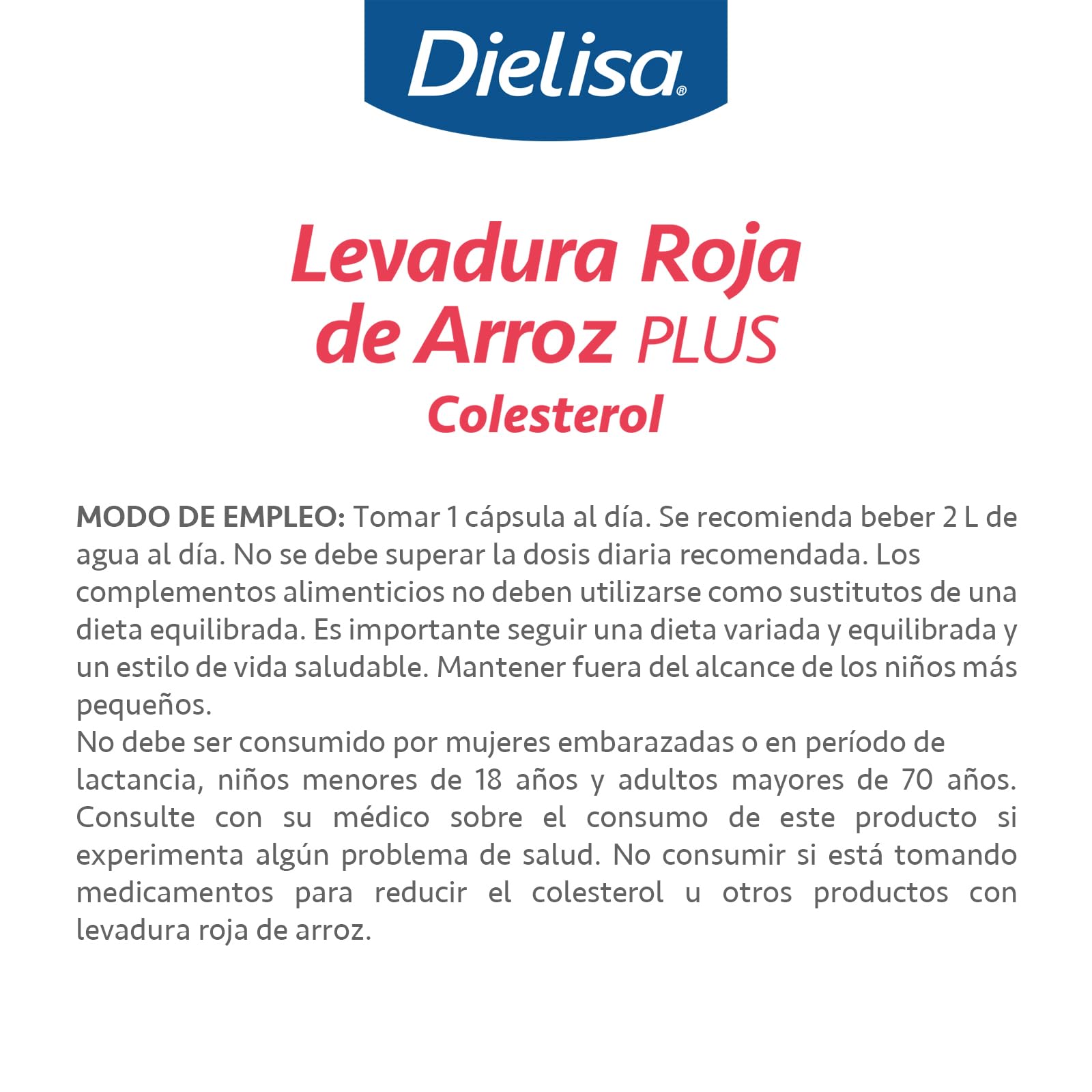 Levadura Roja de Arroz Plus. Complemento Alimenticio a Base de Monacolina K y con Ulmaria que Ayuda a Controlar el Colesterol - 60 Cápsulas