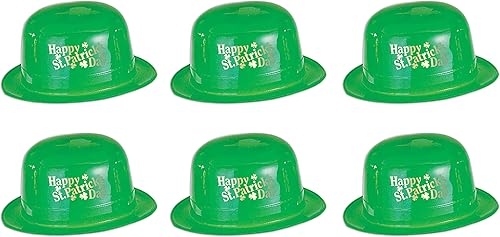 Beistle Lot de 6 chapeaux en plastique pour fête de la St Patrick Leprechaun Trè
