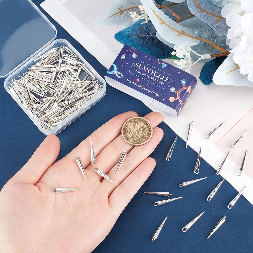 SUNNYCLUE 120Pcs Punk Style Spike Charms Alloy White Bullet Small Charm Bulk for DIY Jewellery Making Charms Women Adult Accessories - Image 3