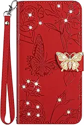 ONV Capa carteira compatível com Nokia X100 - Capa de couro flip diamante luxuoso com slot para cartão e suporte à prova de choque capa magnética para celular compatível com Nokia X100 [Glitter