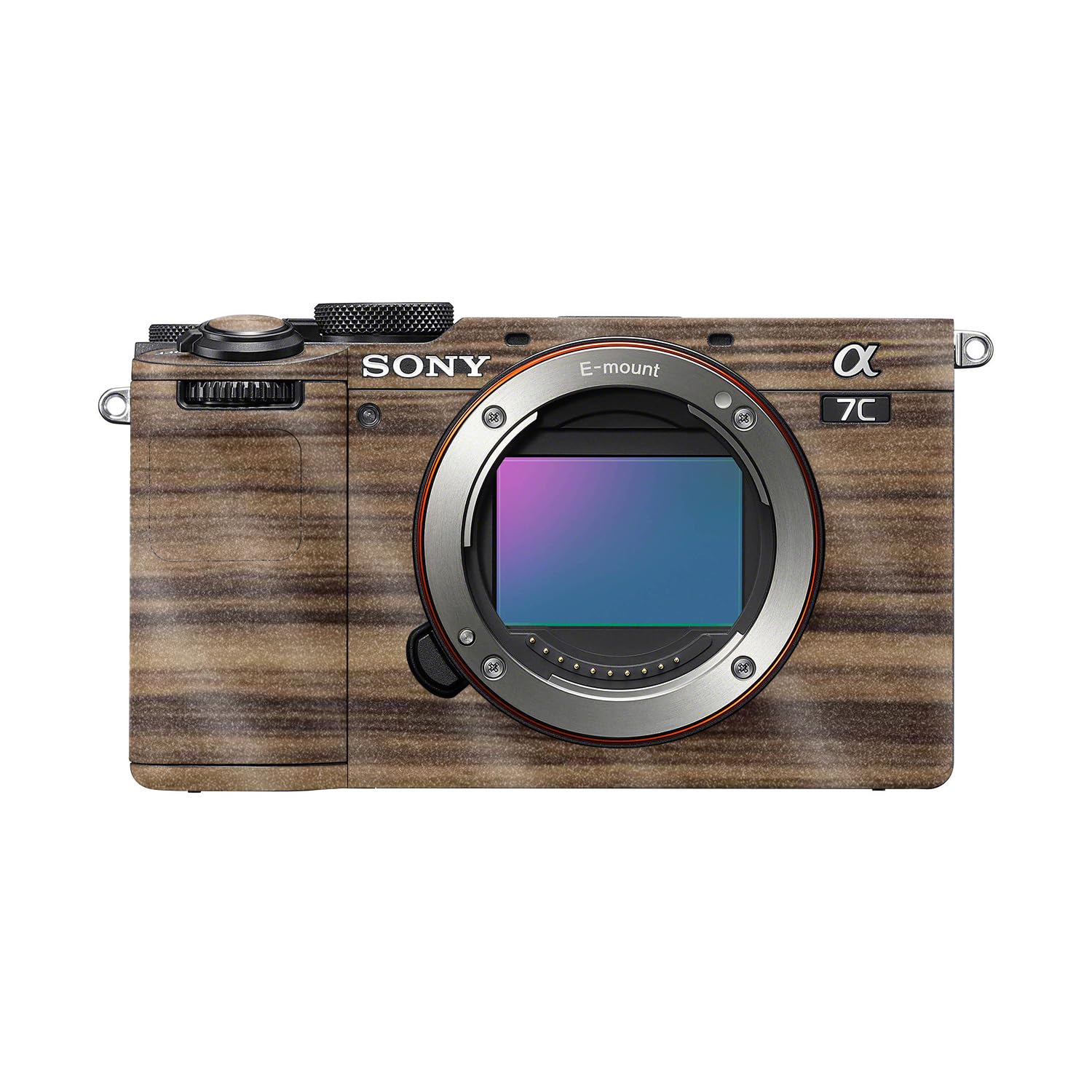 Glossy Glitter Camera Skin Compatible with Sony A7C Mark II (2023) - Dark Zebra Wood - Premium 3M Vinyl Protective Wrap Decal Cover - Easy to Apply | Crafted in the USA by MightySkins