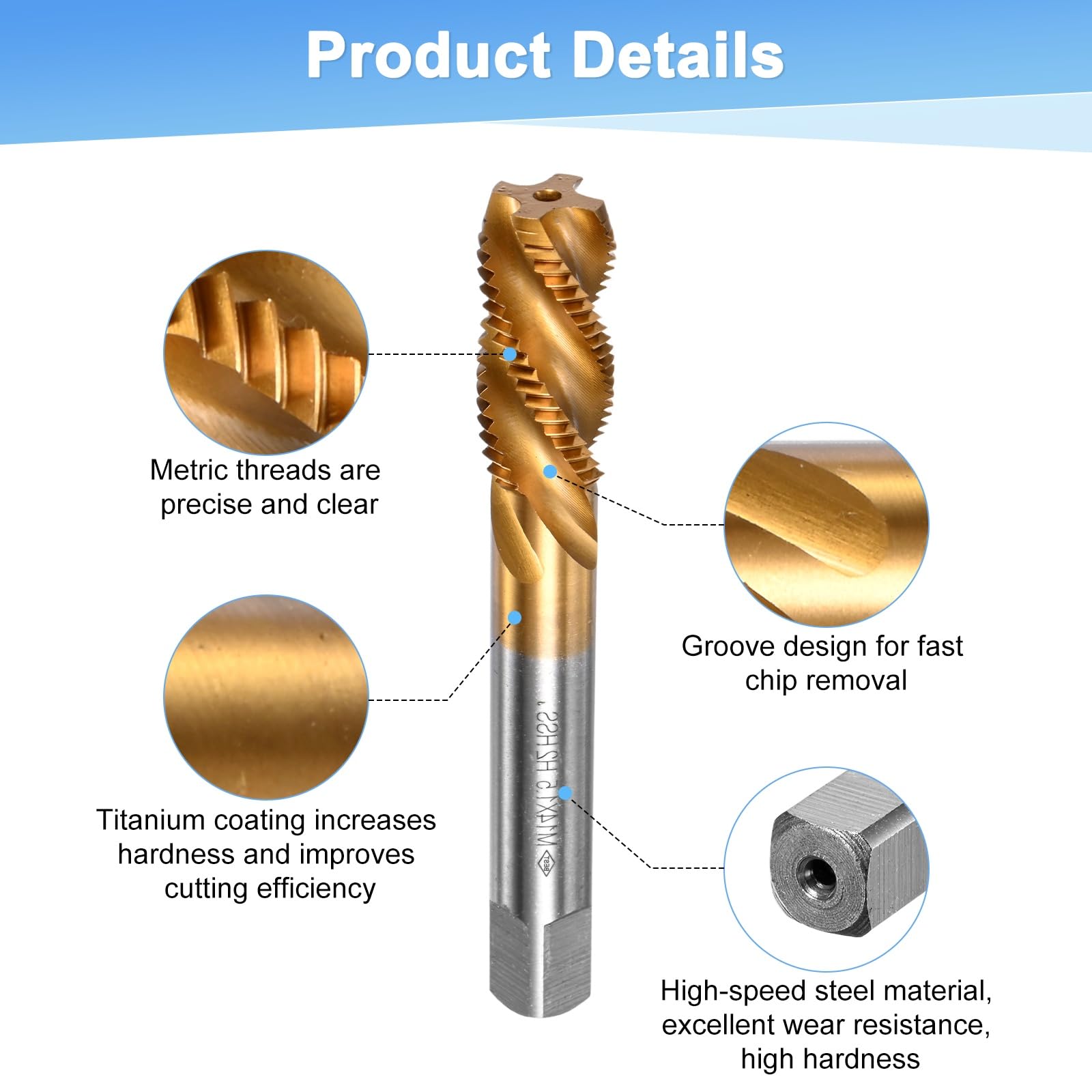 M METERXITY 1-Pack M14x1.5mm Metric Spiral Flute Thread Tap - Image 2