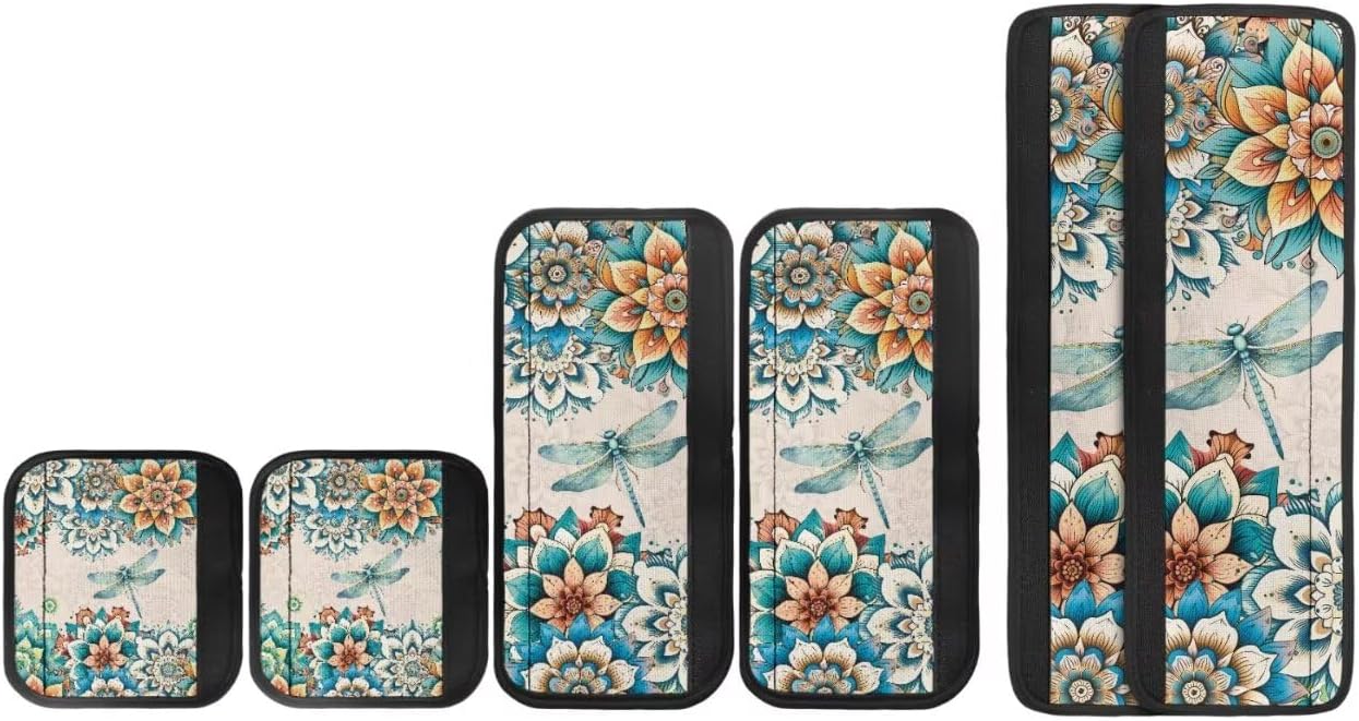 Refrigerator Handle Covers Set of 6 Boho Dragonfly Mandala Kitchen Appliance Gloves Fridge Handle Cover Keep Clean&Washable