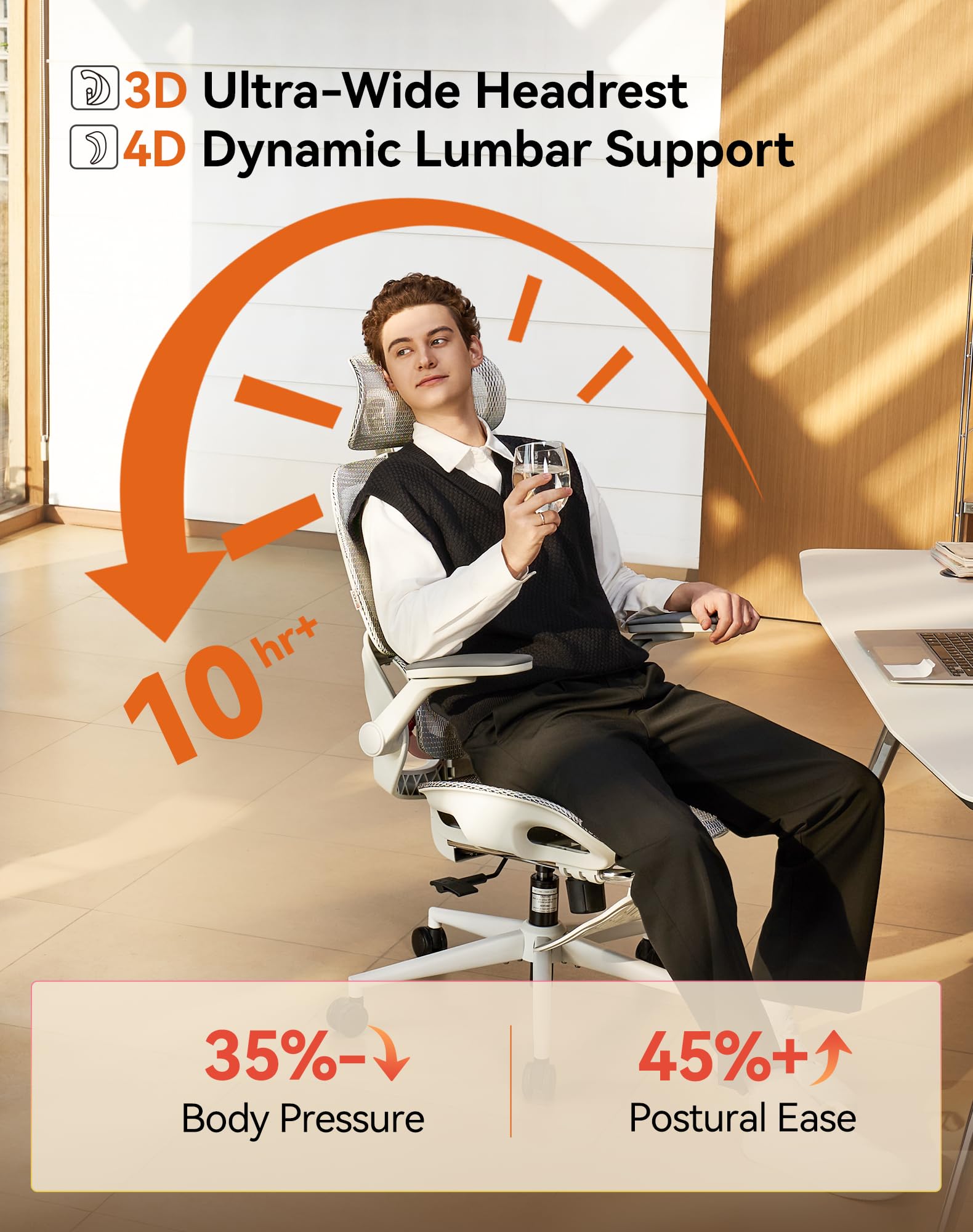 SIHOO B100 PRO Ergonomic Mesh Office Chair with Footrest view 2