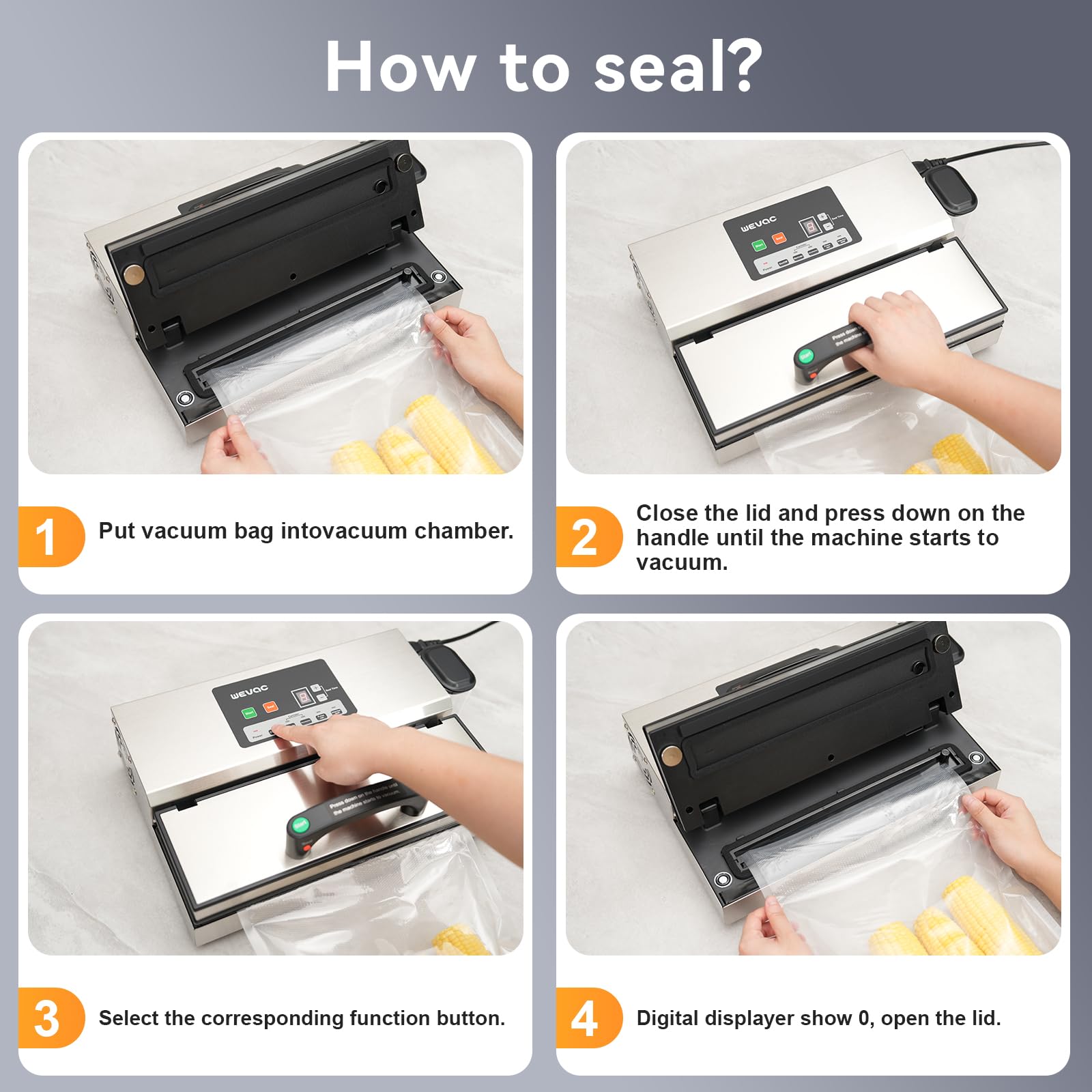 Wevac Machine à emballer sous vide alimentaire 95 kPa 550 W Puissante opération à une main Machine d'emballage sous vide 12 en 1 avec réservoir de liquide pour commerce ou ménage