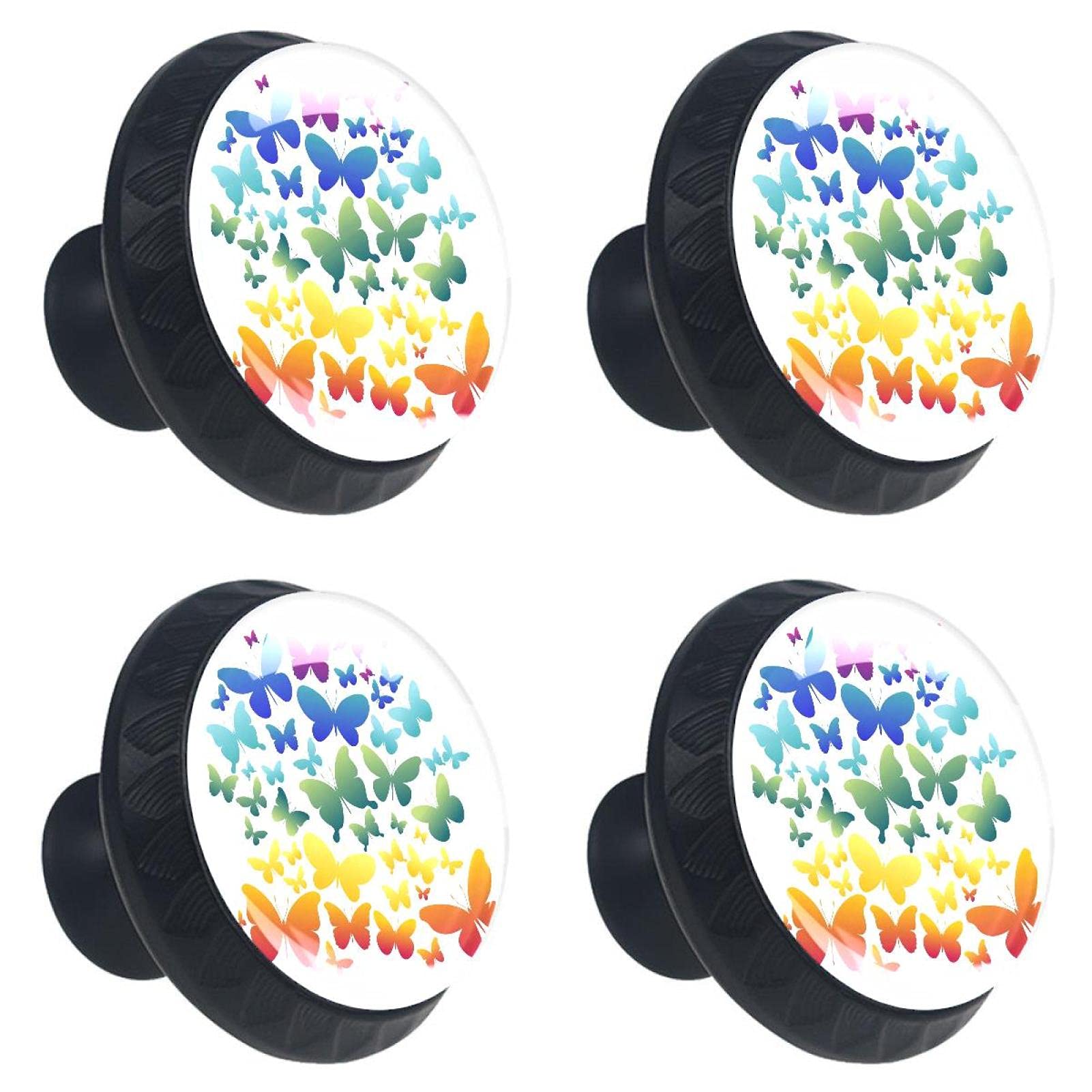 Boutons de meuble en verre papillon arc-en-ciel 30mm poignée tiroir