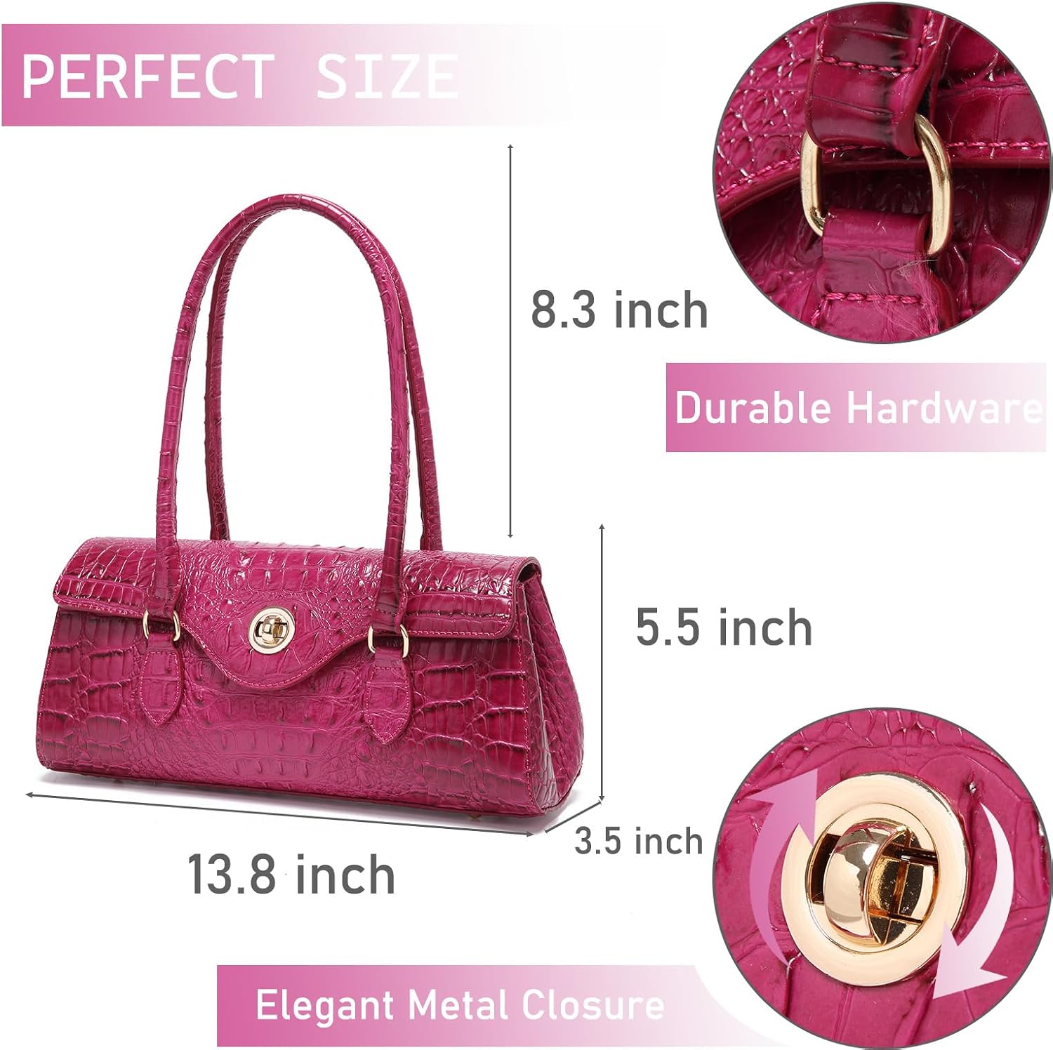 Makcr Joacbv Leather Crocodile Pattern Top Handle Handbag for Women High-value Satchel Tote Purse for Ladies