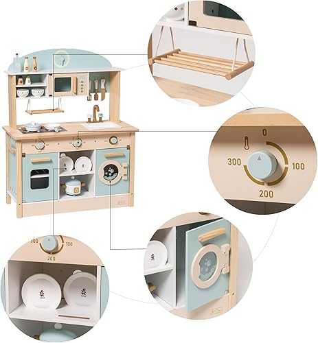 Miniatura 8 de ROBUD Kinder Holzspielküche,Küchenspielzeug,Spielzeugküche,für Jungen und Mädchen ab 3 años