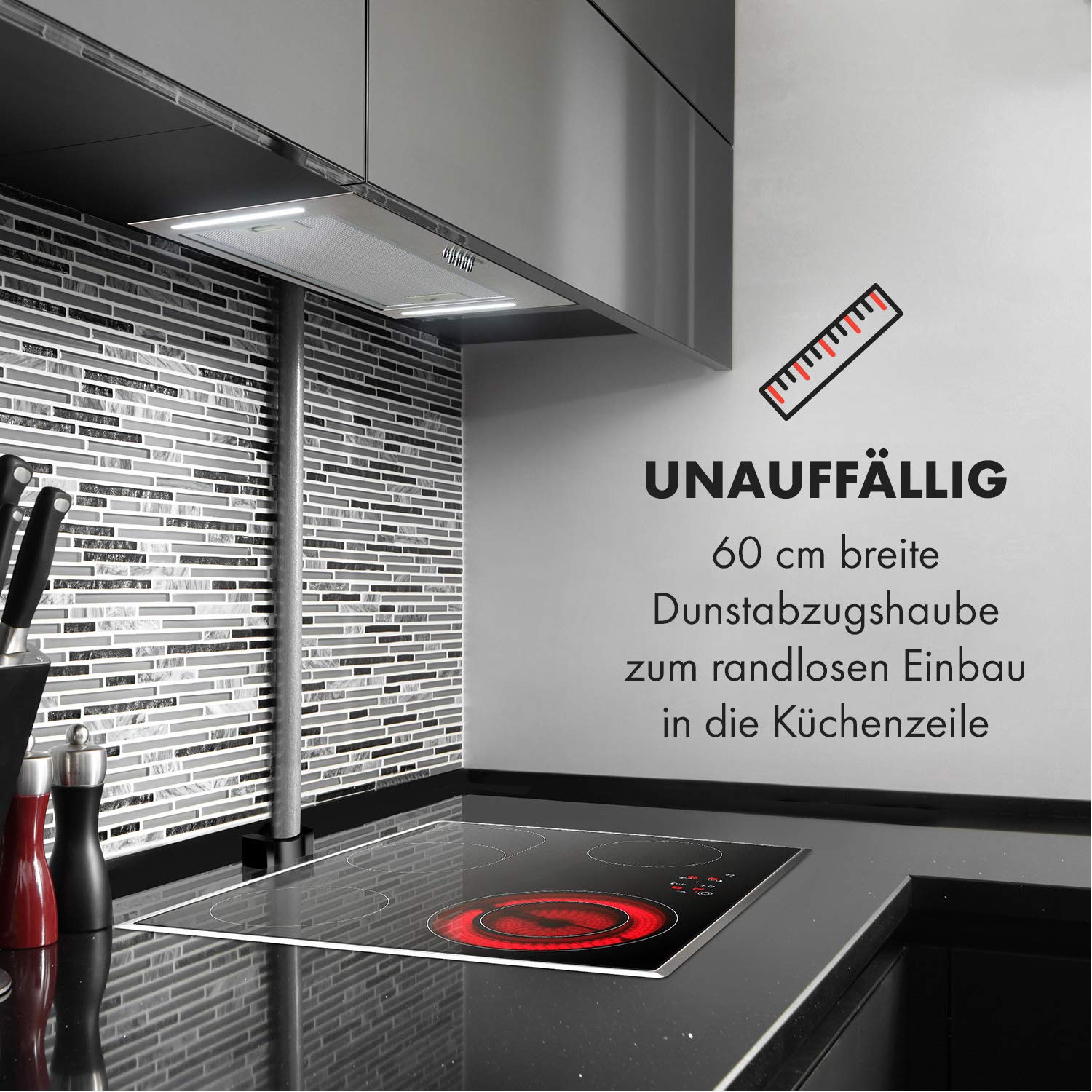 Cappa Aspirante Klarstein Down Under 60 Cm | Incasso Con Motore 190W | Capacità 590 M³/h | Acciaio Inox - Foto 6