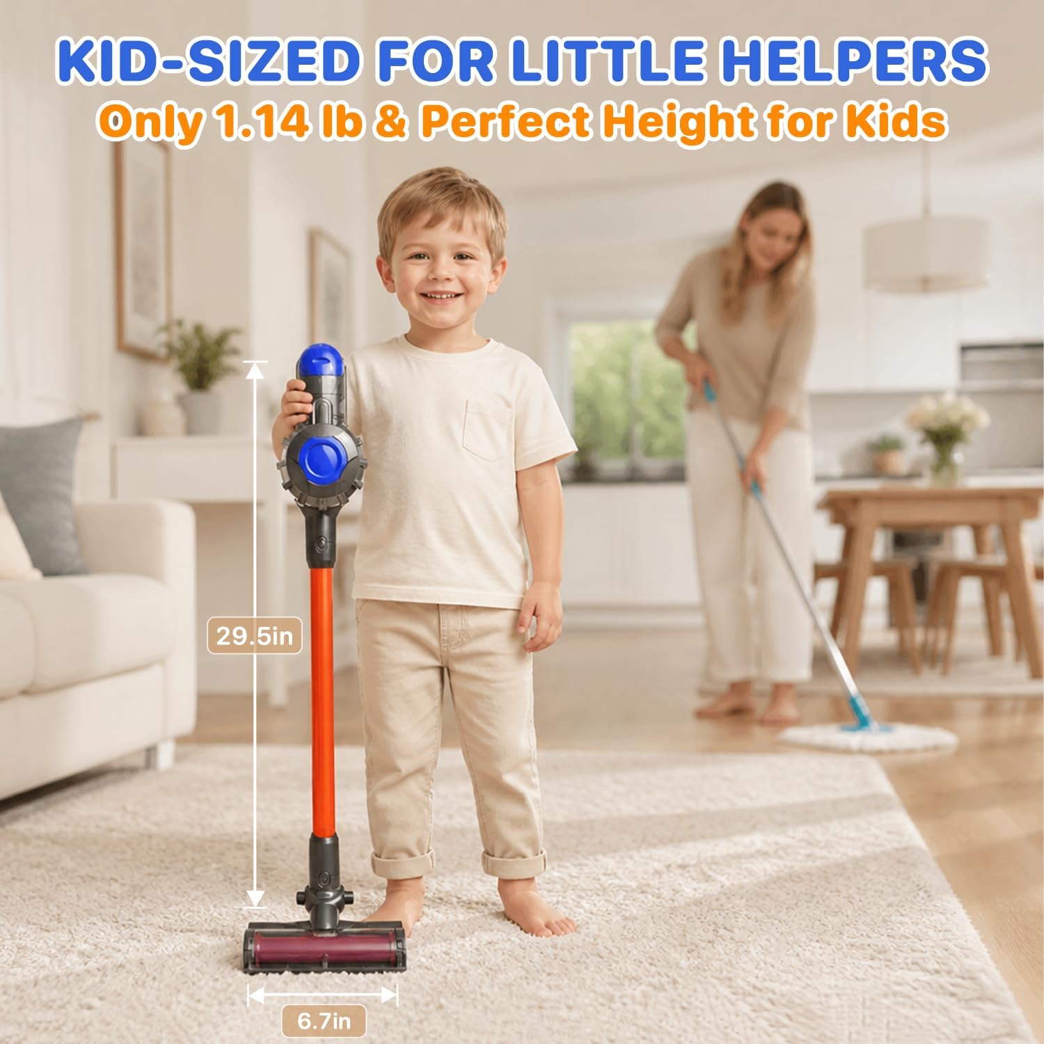 VARANO 3-in-1 Kids Vacuum Toy that Really Works with Storage Stand (Purple)
