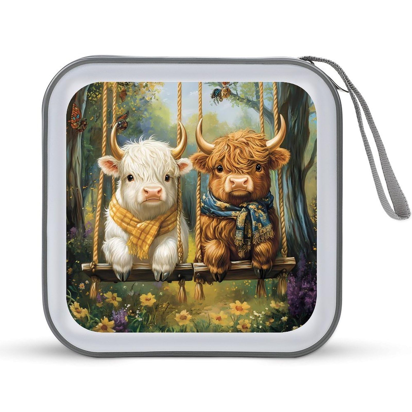 Highland Cow CD Case Portable DVD Holder Storage Organizer for Home Travel