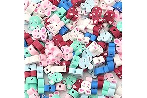 200Pcs Polymer Clay Beads Mixed Clay Beads Spacer Beads for Bracelet Necklace Jewelry Making (Rabbit)