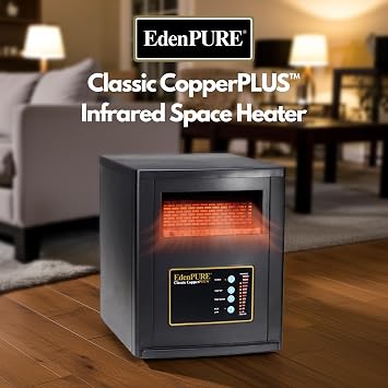 EdenPURE Classic CopperPLUS Infrared Heater 1500 W Energy-Efficient Zone Heater for Large Rooms up to 1000 sq ft Quiet Operation, Cool-Touch Safety, Portable Comfort for Home, Bedroom or Office