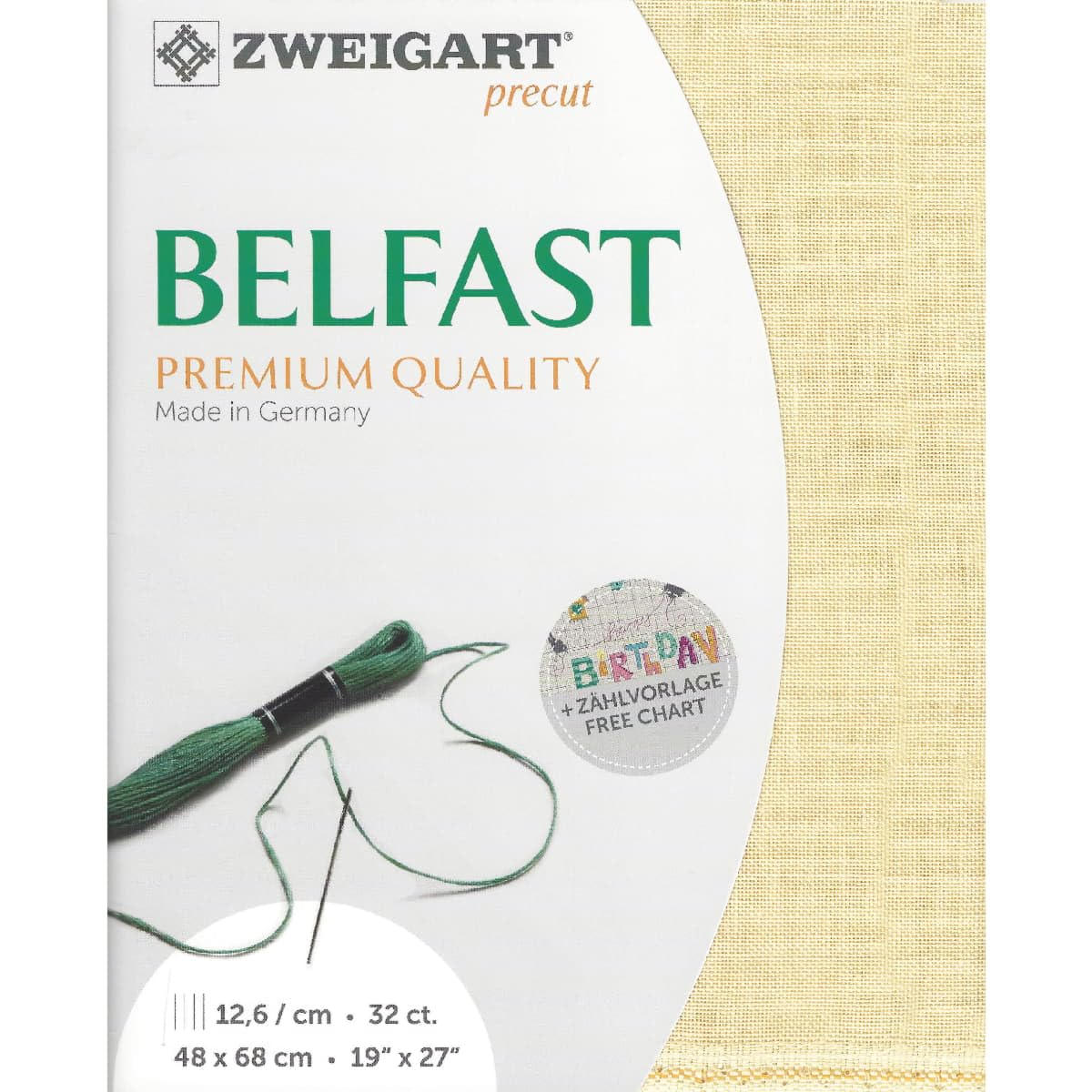 Zweigart Belfast col.224 toile de lin broderie coupon pour point de croix