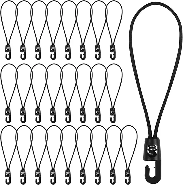 Adiwo 25 Pcs Bungee Cords with Hooks, 15cm Multifunctional Elastiek Haak for Camping