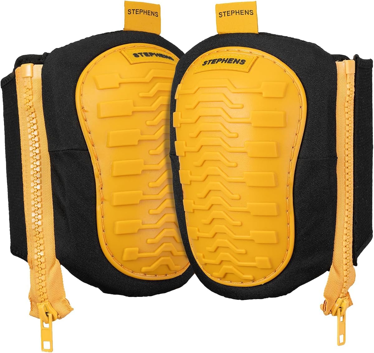 Strapless Knee Pads for Construction | Heavy-Duty Non-Slip Work Knee Pads | Strapless design eliminates uncomfortable straps behind the knees for improved all-day comfort - Caution Yellow