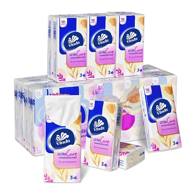 3-Ply Ultra Care Pocket Tissues Travel Size 30 Packs of 10 Tissues
