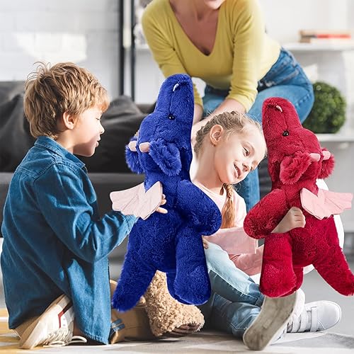 Miniatura 8 de Peluche de dragón de fuego, 0.6 libras, 18 pulgadas, suave, animales de peluche, gigante, lindo dragón rojo, almohada de felpa con peso, animales de