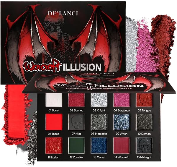 DE'LANCI Red-Black Eyeshadow Palette 15 Colors