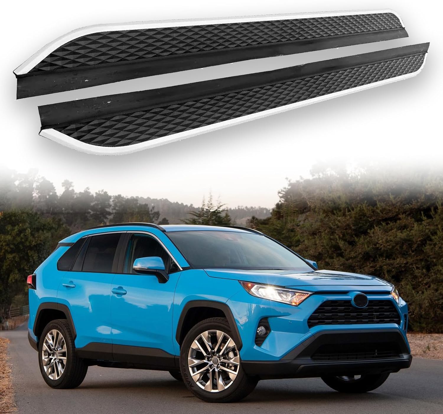 2Pcs Fits for Toyota RAV4 RAV 4 RAV-4 2019-2025 Running Boards Side Steps Pedals Silver Nerf Bar