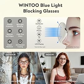 WINTOO Blue Light Glasses for Woman Men | 99% Blue Light Blocking Glasses for Computer Gaming TV Phone Screen Square Frame | Anti Eyestrain & UV Glare Protection - 2 Pair
