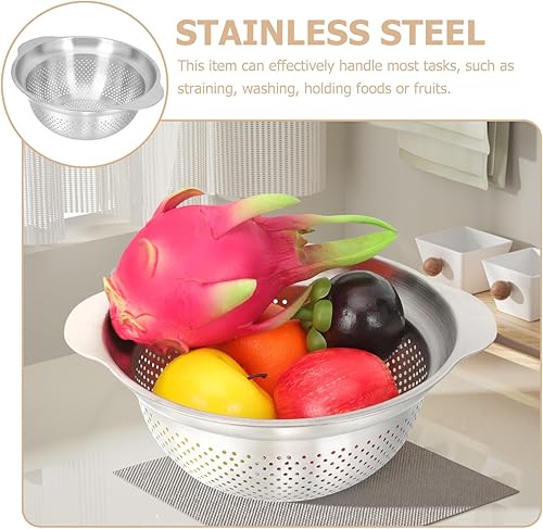 Miniatura 2 de Stainless Steel Vegetable Strainer with Handles Multipurpose Pasta Drainer and Rice Colander Basket for Washing Rinsing and Draining Fruits Meat