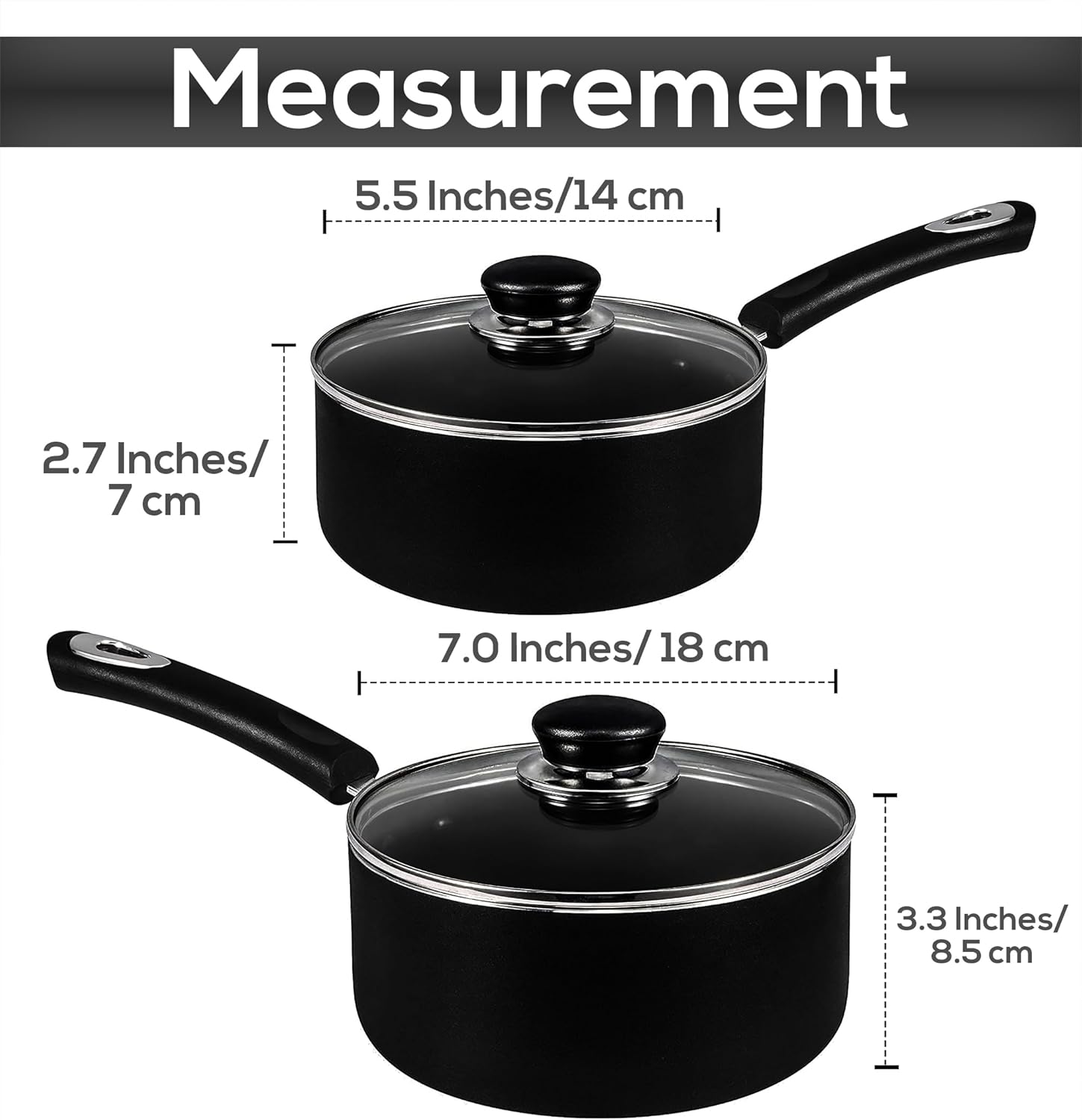 Saucepan Measurements Shown