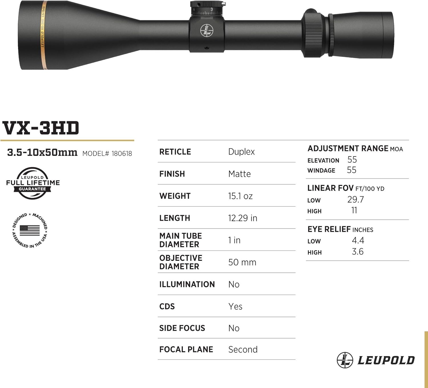 VX-3HD 3.5-10x50 (1 inch) CDS-ZL Duplex : Everything Else