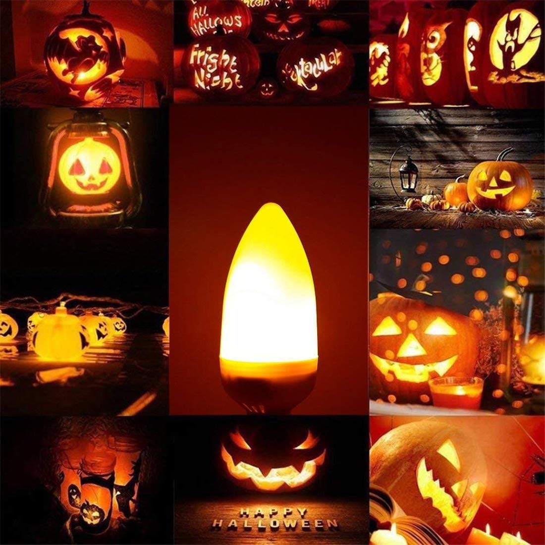Lampadina A Effetto Fiamma A LED E12 Lampada A Candelabro con Simulazione di Fiamma A LED E12 Lampada A Candeliere 1300K Adatta per Decorazioni per Esterni/Casa/Feste (4 Pezzi),E14