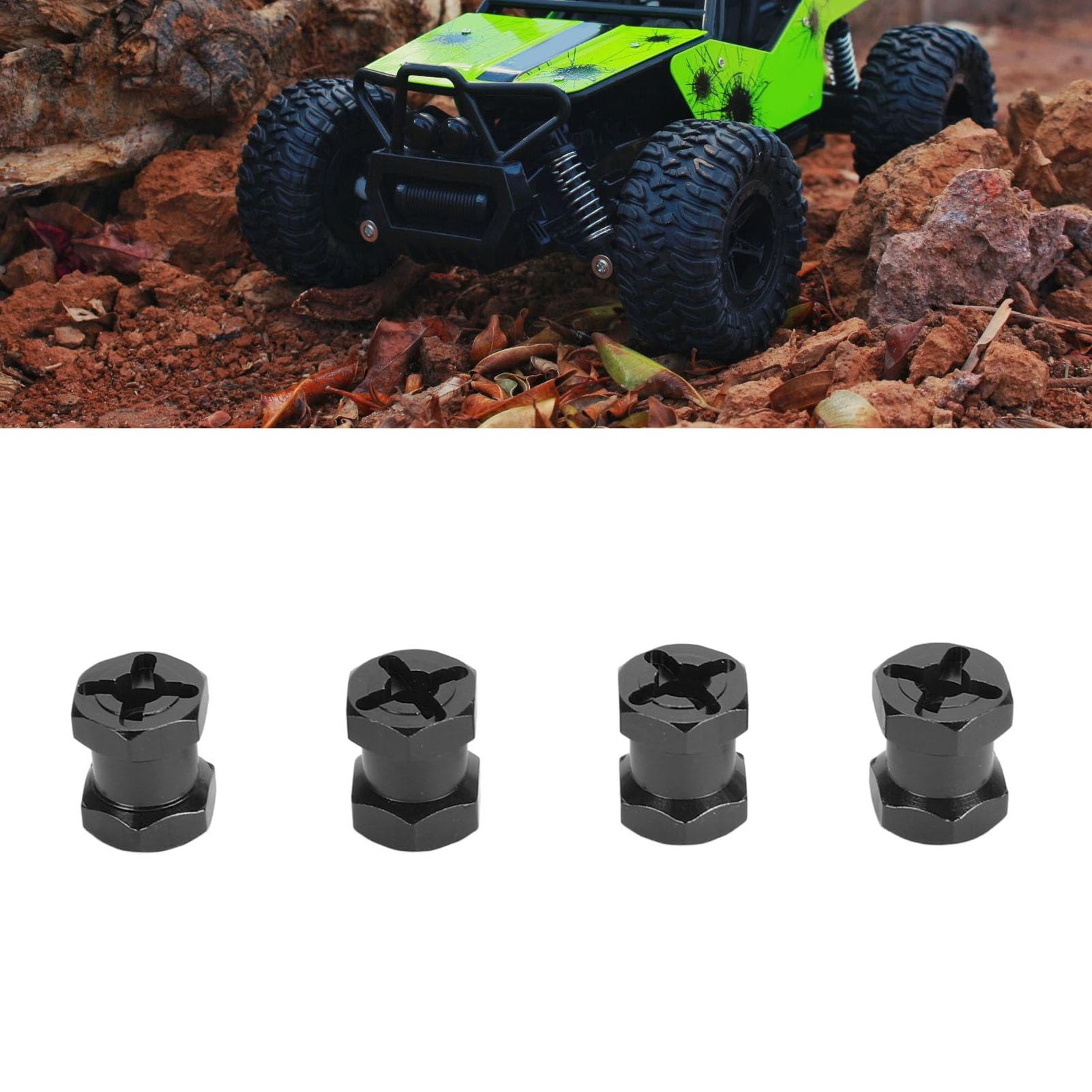 RC – Lot De 4 Entretoises Hexagonales En Métal – 12mm Diamètre X 15mm Longueur – Extension De Moyeu – Stabilité Pour Voitures RC – Noir