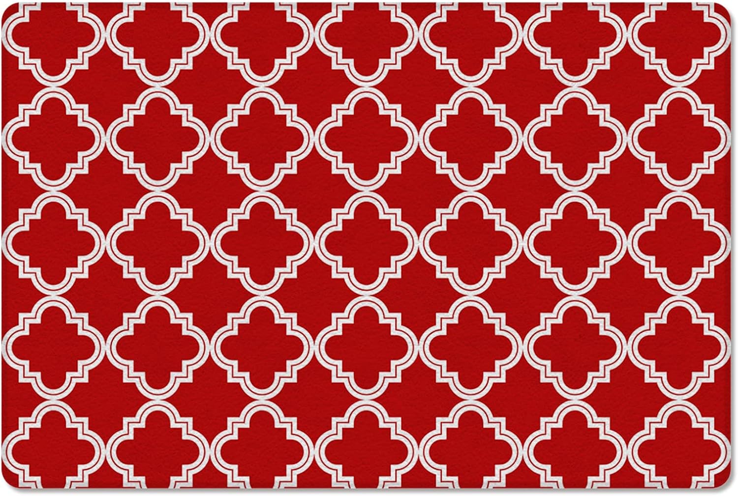 Morocco Red Antifatigue Kitchen Bath Door Mat Cushioned Runner Rug, Washable Welcome Floor Sink Mat, Red Morocco Plaid Lattice Waterproof & Non-Slip Comfort Standing Doormat for Kitchen, 18"x59"