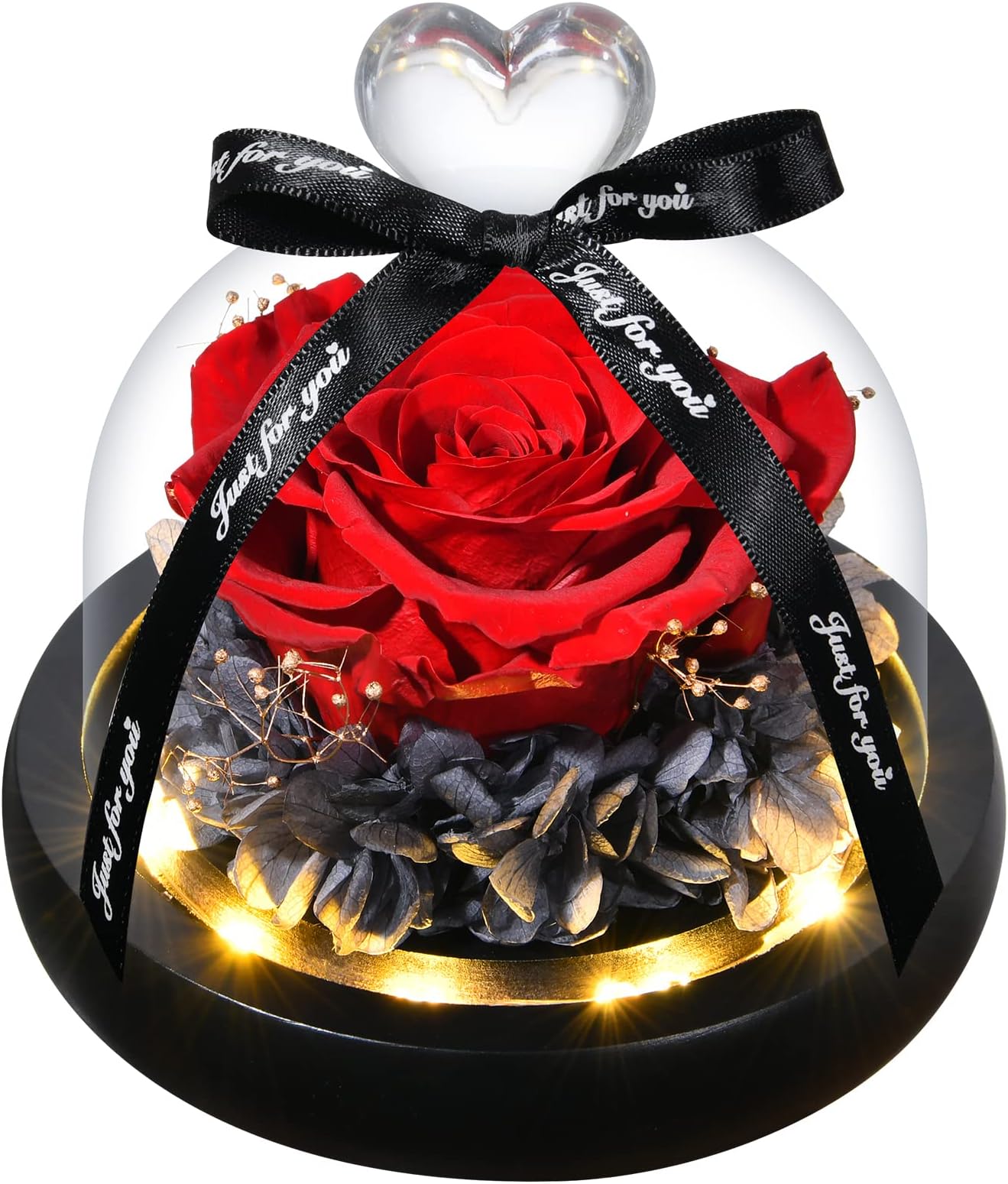 Birthday Gifts for Women-Rose Flower Gifts for Women-Womens Gifts for Christmas - Preserved Rose in Glass Dome Gifts for Wife,Grandma-Real Flower Gifts for Mom (Red)