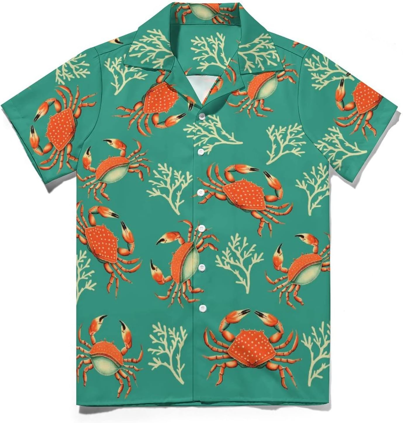 TiwBski Hawaiian Shirts for Men Short Sleeve Summer Crab Pattern Casual Button Down Shirt - Image 3