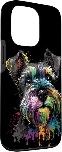 Miniatura 3 de Carcasa negra para iPhone 13 Pro Mini Schnauzer Face Colorful Dog Art