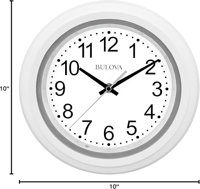Reloj de Pared Bulova C4865 10 pulgadas Blanco Analógico miniatura 3