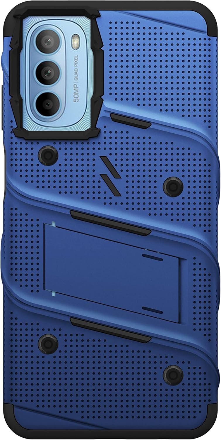 ZIZO Bolt Bundle for Moto g 5G (2022) Case with Screen Protector Kickstand Holster Lanyard - Blue