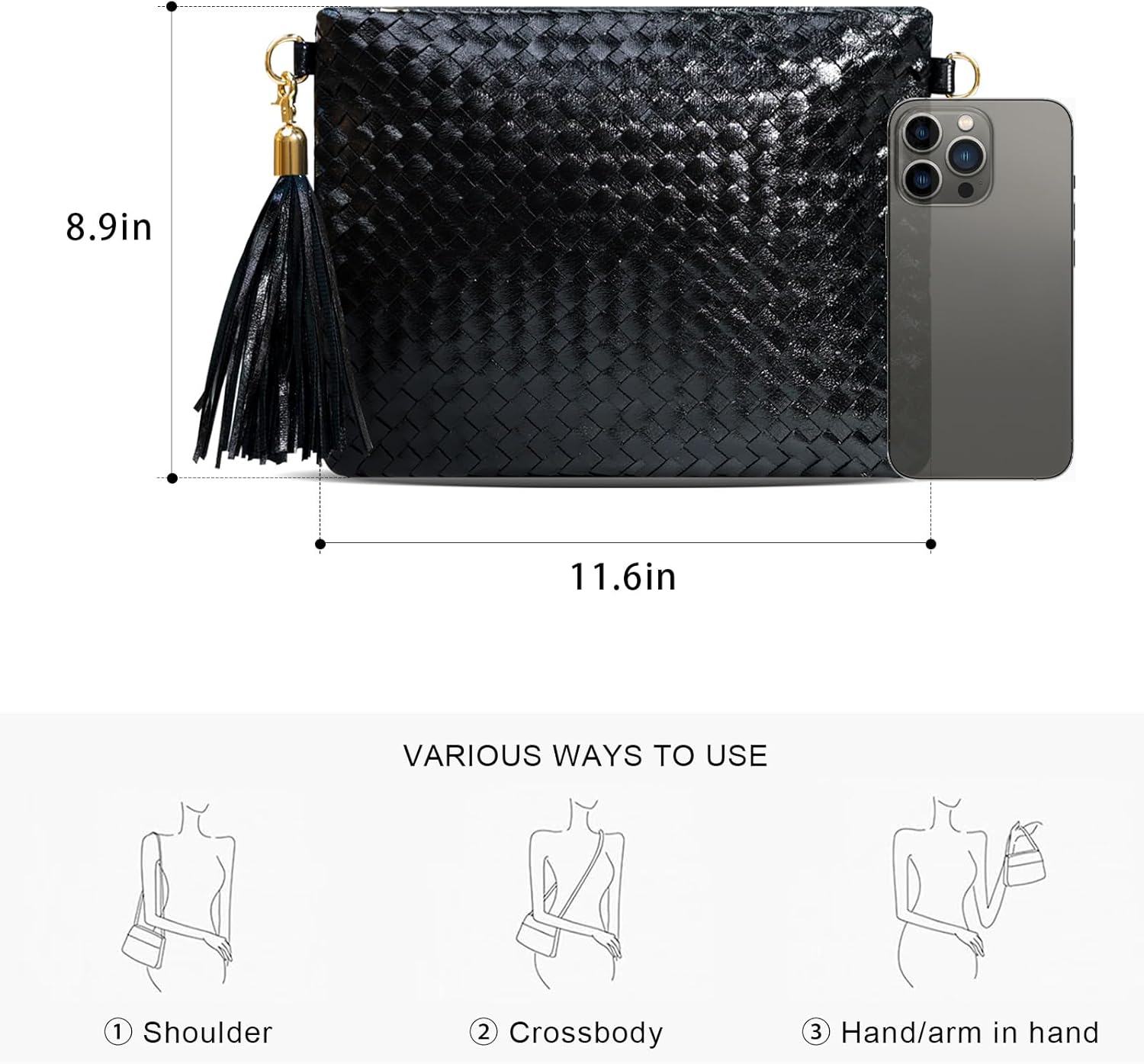 Woven Clutch Purse for Women Evening Bags Handbags Fashion Sparkly Crossbody