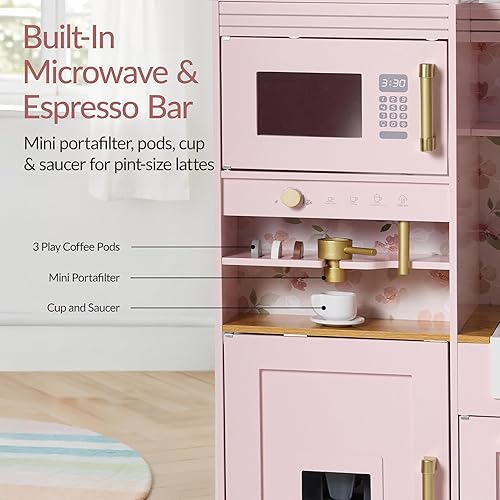 Miniatura 5 de Best Choice Products Cocina de juego de simulación para niños, juego interactivo de madera para niños pequeños con isla, máquina de expreso, 17