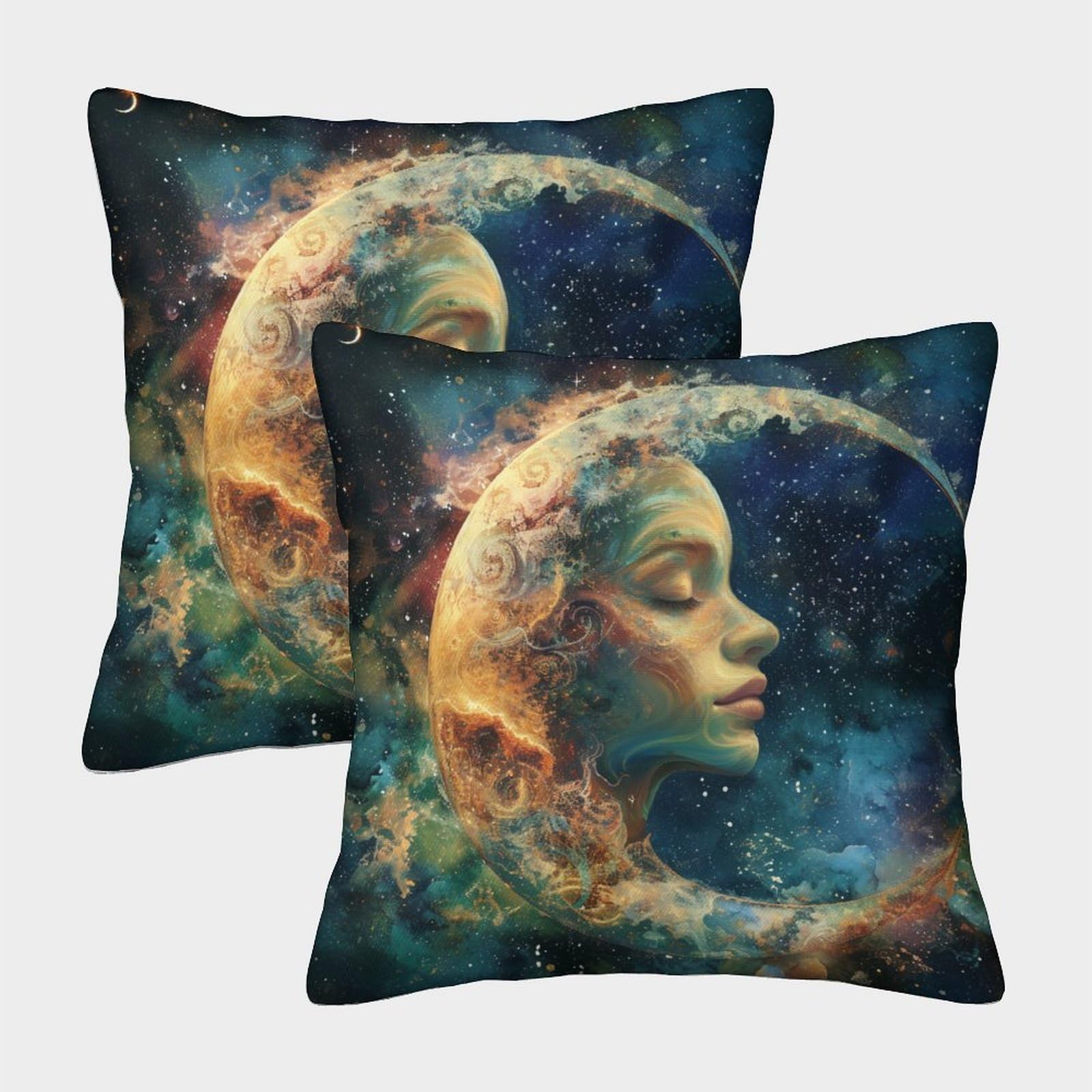 kaiyun 2 Pack Throw Pillowcase 40x40cmNew Moon, Starry Sky Pattern Cushion Cover Home Decoration