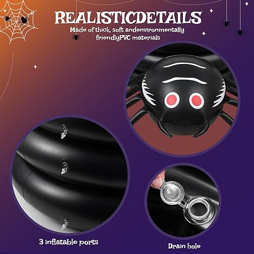 Miniatura 3 de xutengy Enfriador de bebidas para fiesta de arañas de Halloween de 59 pulgadas, soporte inflable para fiestas de cumpleaños, cubo de hielo, juguetes