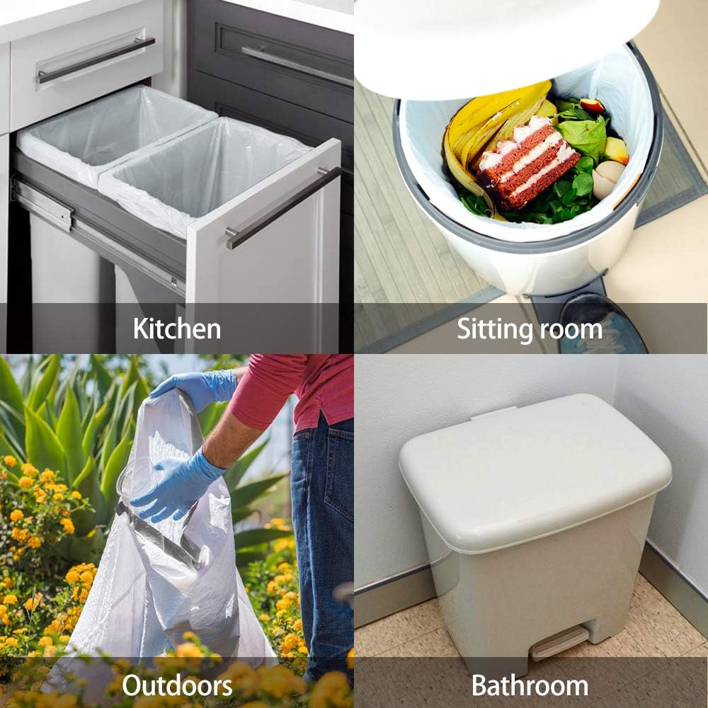 15 Gallon 120 Counts Strong Drawstring Trash Bags Garbage Bags by Teivio, Bathroom Trash Can Bin Liners, Plastic Bags for home office kitchen, White